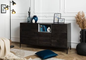Sideboard Mango 160x45x85 dunkelgrau geölt CHICAGO #204