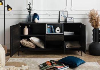 Sideboard Mango 160x45x85 dunkelgrau geölt CHICAGO #204