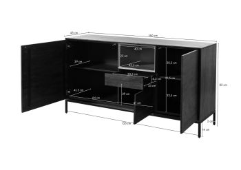 Sideboard Mango 160x45x85 dunkelgrau geölt CHICAGO #204