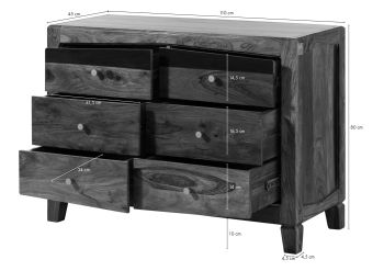 Sideboard Sheesham 110x45x80 braun lackiert ANCONA #120