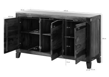 Sideboard Sheesham 140x45x80 braun lackiert ANCONA #121