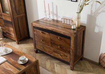 Sideboard Sheesham 110x45x80 dunkelbraun lackiert ANCONA #220