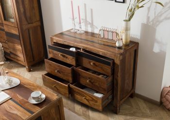 Sideboard Sheesham 110x45x80 dunkelbraun lackiert ANCONA #220
