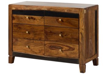 Sideboard Sheesham 110x45x80 dunkelbraun lackiert ANCONA #220