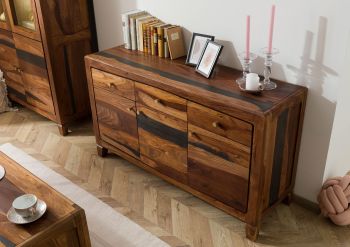 Sideboard Sheesham 140x45x80 dunkelbraun lackiert ANCONA #222
