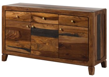 Sideboard Sheesham 140x45x80 dunkelbraun lackiert ANCONA #222