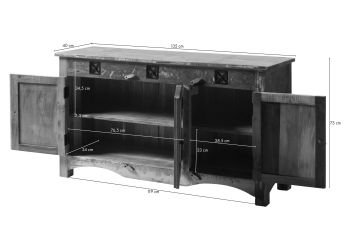 Sideboard Altholz 135x40x75 mehrfarbig lackiert NATURE OF SPIRIT #126