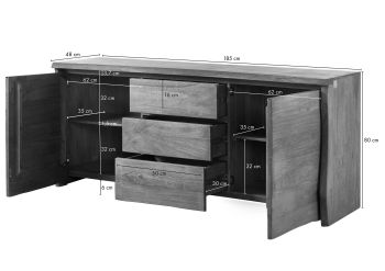 Sideboard Mango 185x48x80 braun geölt PURE MANGO #215
