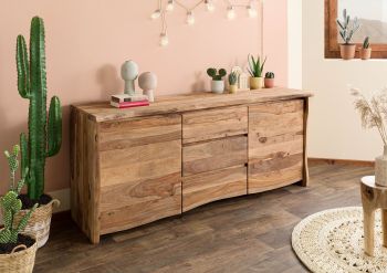 Sideboard Sheesham 185x48x80 natur lackiert / sandgestrahlt PURE SHEESHAM #215