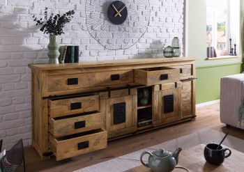 Sideboard Mango 220x45x90 natur lackiert RAILWAY #192