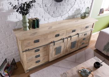 Sideboard Mango 220x45x90 whitewash lackiert RAILWAY #392
