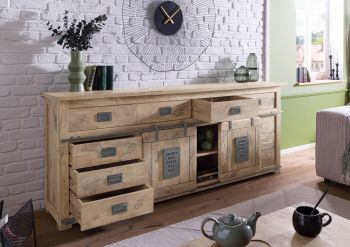 Sideboard Mango 220x45x90 whitewash lackiert RAILWAY #392