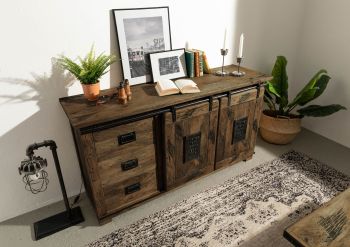Sideboard Mango 150x45x80 braun lackiert RAILWAY #400