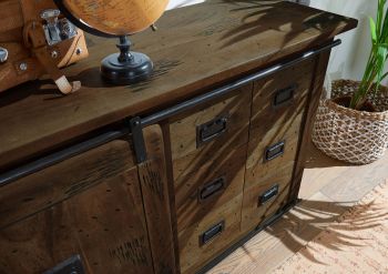Sideboard Mango 140x45x85 braun lackiert RAILWAY #421
