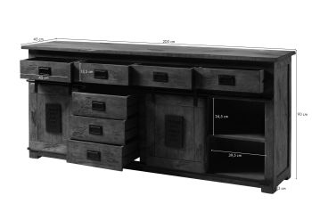 Sideboard Mango 200x45x90 natur lackiert RAILWAY #122