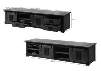 TV-Board Mango 200x55x50 whitewash lackiert RAILWAY #351