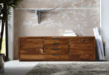 Sideboard Sheesham 200x50x65 walnuss lackiert DUKE #116