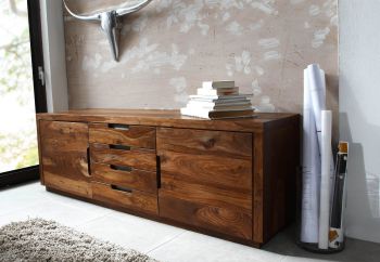 Sideboard Sheesham 200x50x65 walnuss lackiert DUKE #116