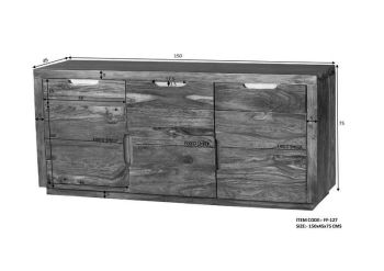 Sideboard Sheesham 150x45x75 walnuss lackiert DUKE #127