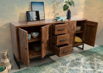 Sideboard Mango 183x46x86 braun lackiert STILMÖBEL #106