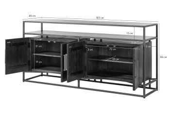 Sideboard Mango 183x46x86 braun lackiert STILMÖBEL #130