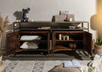 Sideboard Mango 183x46x86 braun lackiert STILMÖBEL #130
