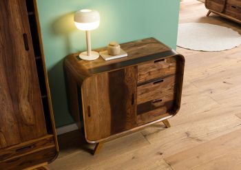 Sideboard Sheesham 90x40x75 dunkelbraun lackiert MAILAND #200