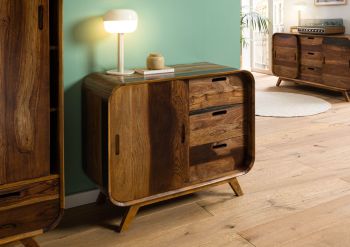 Sideboard Sheesham 90x40x75 dunkelbraun lackiert MAILAND #200