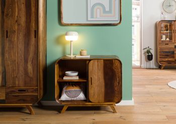 Sideboard Sheesham 90x40x75 dunkelbraun lackiert MAILAND #200