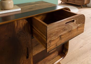 Sideboard Sheesham 90x40x75 dunkelbraun lackiert MAILAND #200
