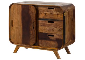Sideboard Sheesham 90x40x75 dunkelbraun lackiert MAILAND #200