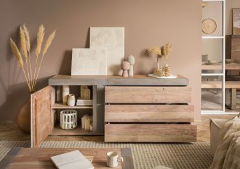 Sideboard Akazie 180x45x75 beige lackiert Amsterdam #111