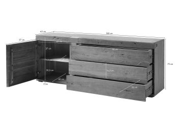 Sideboard Akazie 180x45x75 beige lackiert Amsterdam #111