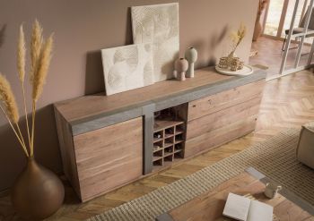 Sideboard Akazie 215x45x75 beige lackiert Amsterdam #129