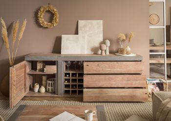 Sideboard Akazie 215x45x75 beige lackiert Amsterdam #129
