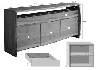 Sideboard Akazie 191x45x96 braun lackiert PURE ACACIA #202