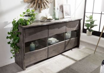 Sideboard Akazie 191x45x96 grau lackiert PURE ACACIA #908