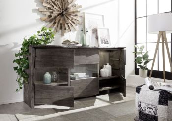 Sideboard Akazie 191x45x96 grau lackiert PURE ACACIA #908