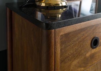 Kommode Mango 90x45x120 braun geölt / dunkler Granit LOS ANGELES #110