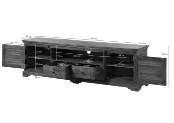 TV-Board Mango 200x45x60 dunkelbraun geölt RODEZ #149