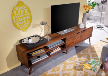 TV-Board Sheesham 220x40x48 walnuss lackiert MALMÖ 2 #125