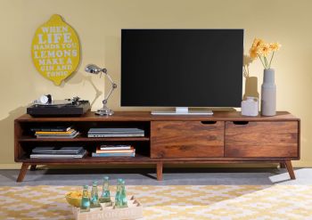 TV-Board Sheesham 220x40x48 walnuss lackiert MALMÖ 2 #125