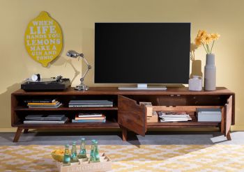 TV-Board Sheesham 220x40x48 walnuss lackiert MALMÖ 2 #125