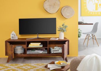 TV-Board Sheesham 134x40x48 walnuss lackiert MALMÖ 2 #119