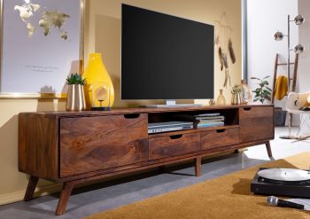 TV-Board Sheesham 220x40x48 walnuss lackiert MALMÖ 2 #123