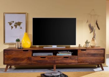 TV-Board Sheesham 220x40x48 walnuss lackiert MALMÖ 2 #123