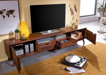 TV-Board Sheesham 220x40x48 walnuss lackiert MALMÖ 2 #123
