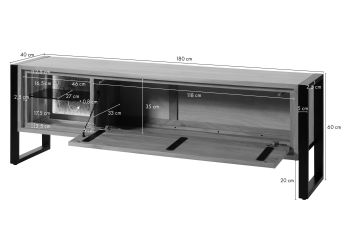 Lowboard Akazie / Altholz 180x40x60 natur lackiert DENVER #115