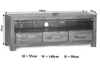 TV-Board Sheesham 148x50x55 life honey lackiert METRO LIFE #129