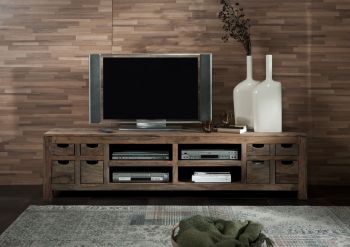 TV-Board Sheesham 200x50x50  grau geölt NATURE GREY #42